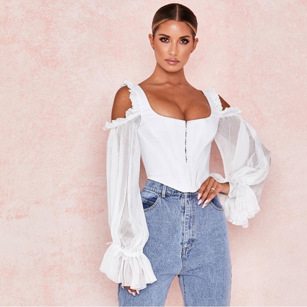 HOUSE OF CB | CLAUDETTE TOP | XS NWT!